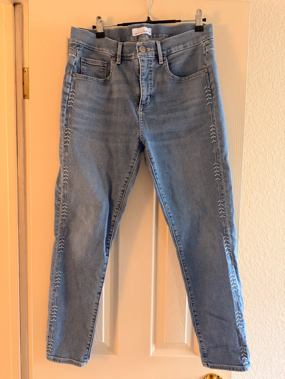 LOFT Light Blue Skinny Crop Jeans with Side Stitching